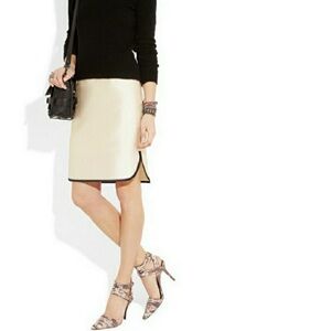 J. Crew Cream Pencil Skirt with Black Trim